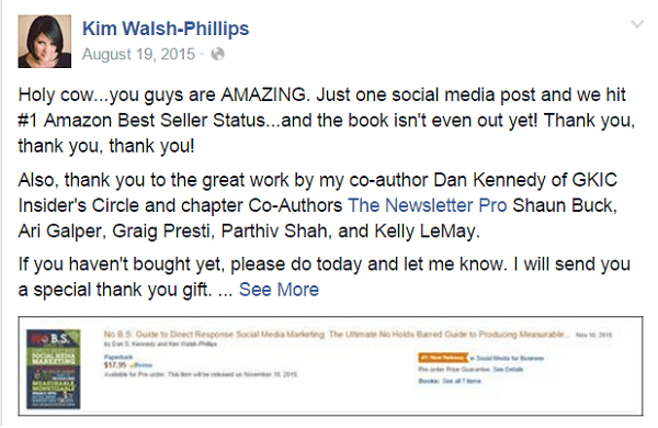 Kim Walsh Phillips Facebook-bericht over Amazon