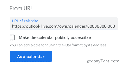 Een Outlook-agenda toevoegen aan Google Agenda via URL
