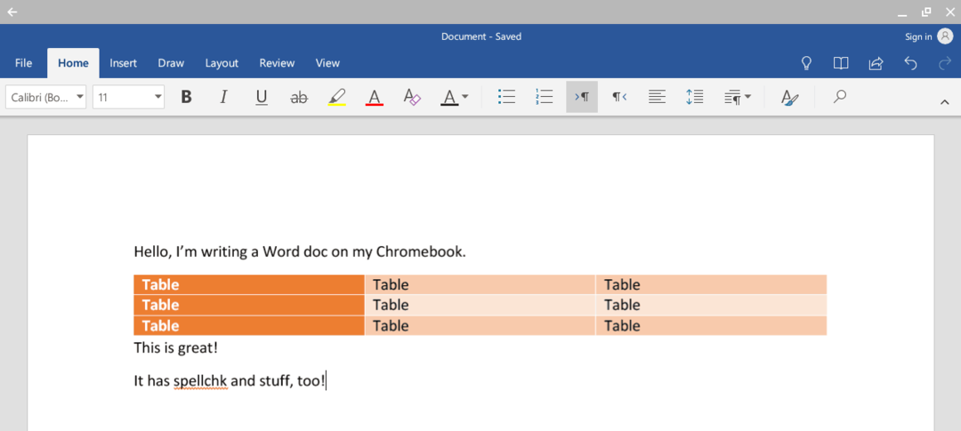 Microsoft Word op Chromebook