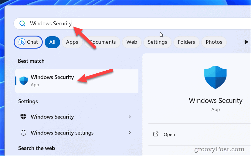 Open Windows-beveiliging