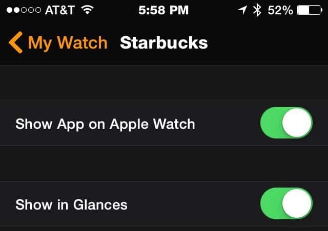 Starbucks-app - Apple Watch
