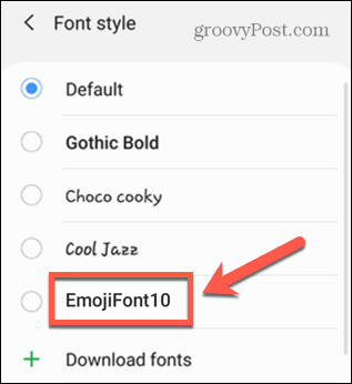 android selecteer lettertypestijl