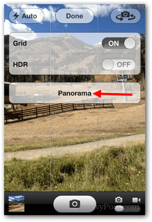 Neem iPhone iOS Panoramische foto - Tik op Panorama