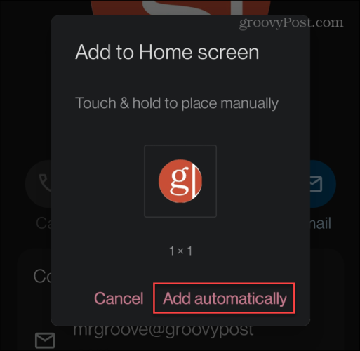 automatisch contact toevoegen Android-startscherm
