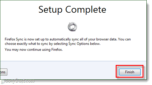 firefox sync setup volledig venster