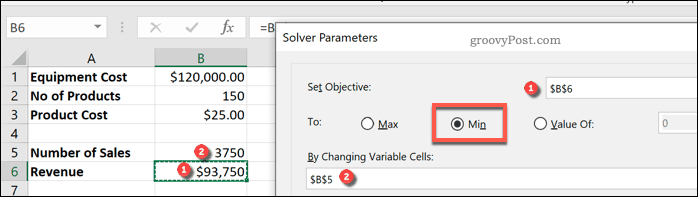Excel Solver-variabelen instellen