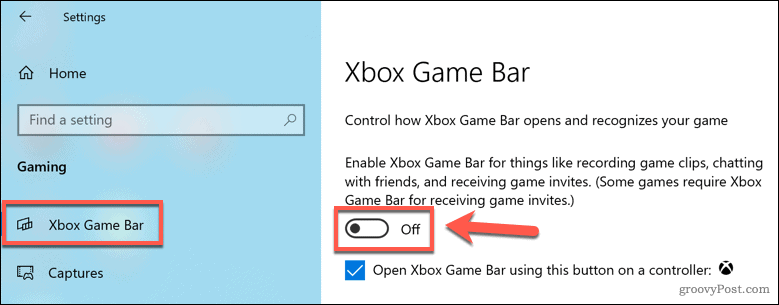 De Xbox Game Bar uitschakelen in Windows 10