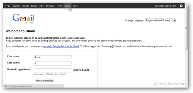Een Google-account maken zonder Gmail te gebruiken