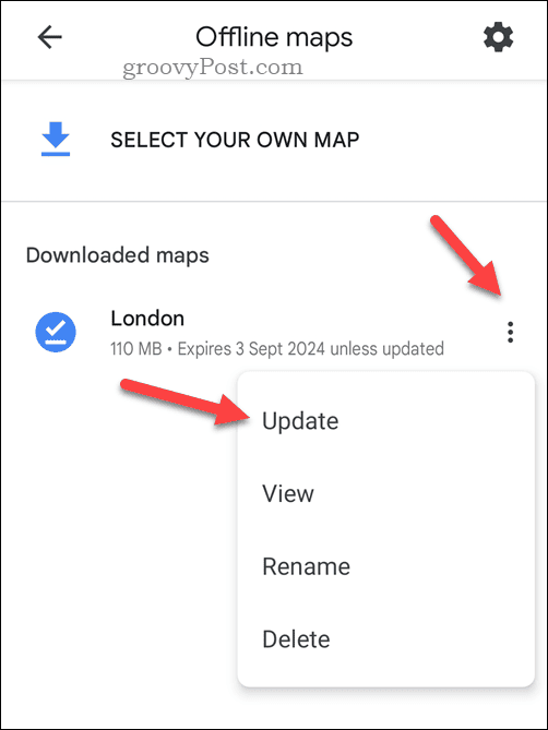 Update een offline Google Maps-kaart