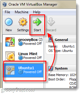 start de ubuntu vm