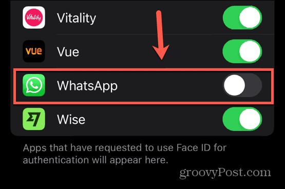 WhatsApp-gezichts-ID uitgeschakeld