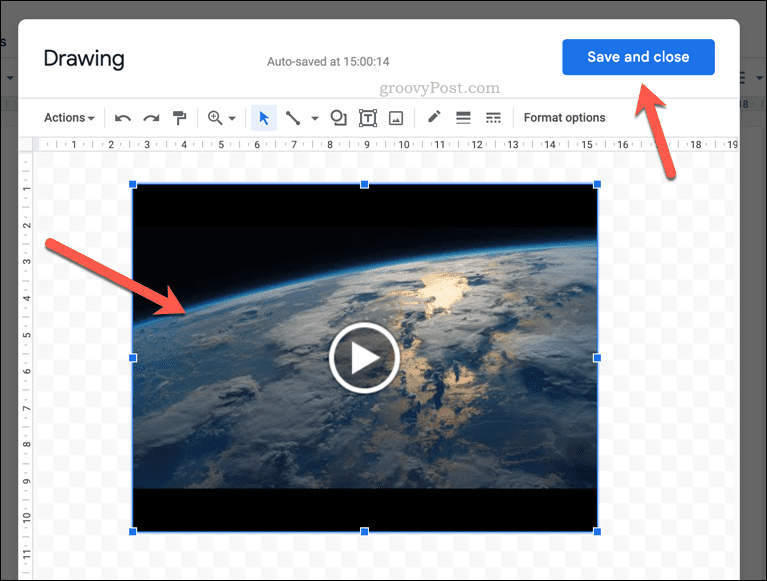 Een video invoegen als een Google Docs-tekening