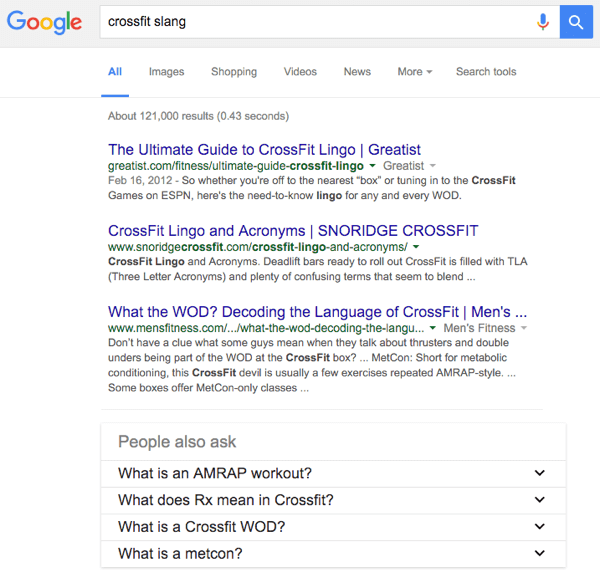 google crossfit slang zoeken