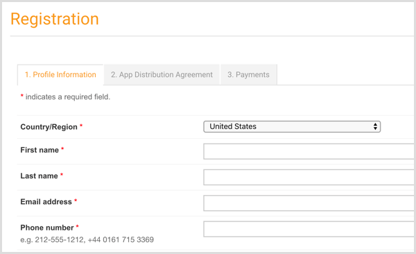 Vul accountgegevens in om uw Amazon Developer-account in te stellen.