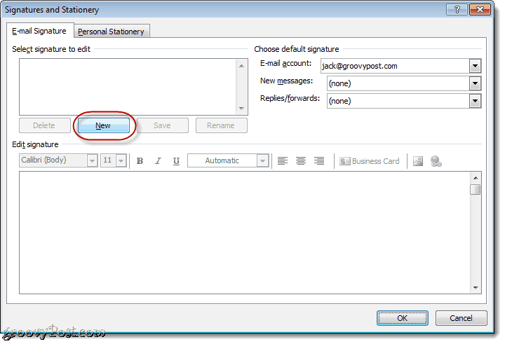Visitekaartje bijvoegen in e-mailhandtekening van Outlook 2010