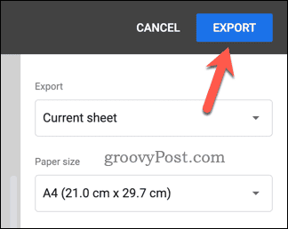 Exporteer Google Spreadsheets naar PDF-knop
