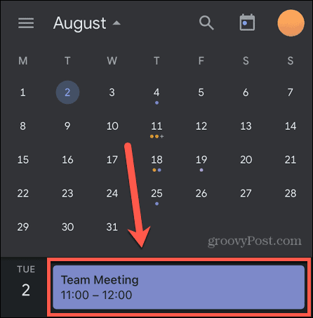 google agenda-evenement mobiel