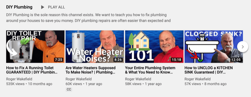 Roger Wakfield YouTube-afspeellijst voor doe-het-zelf loodgieterswerk