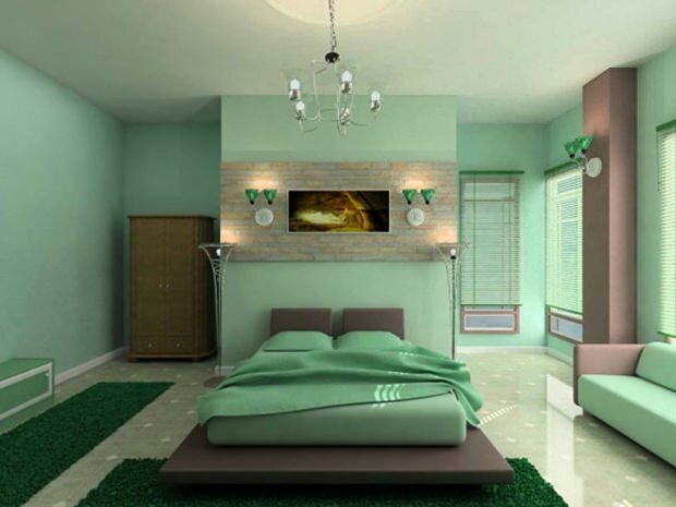 Water groene mode in huisdecoratie