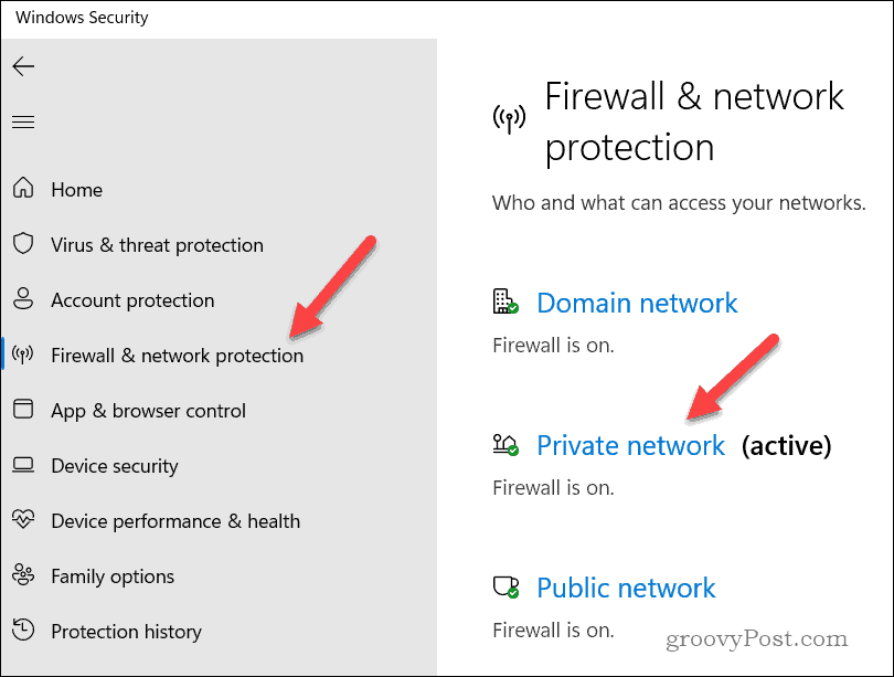Open Windows Firewall-eigenschappen