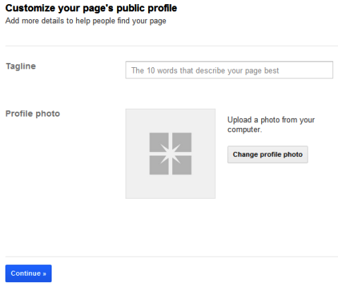 Google+ pagina's - slogan en profielfoto