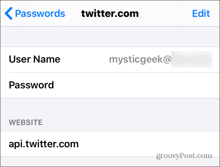 Gebruikersnaam en wachtwoord Safari-iPhone