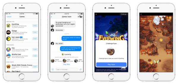 Facebook lanceerde Instant Games, een nieuwe HTML5 cross-platform game-ervaring, op Messenger en Facebook News Feed voor zowel mobiel als internet.