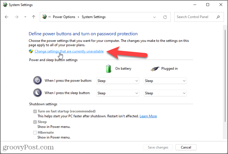 Instellingen wijzigen die momenteel niet beschikbaar zijn in Windows 11