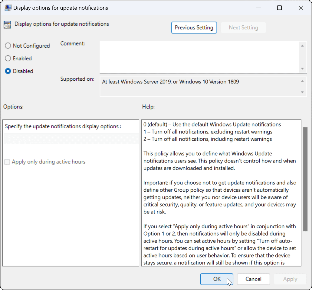 Schakel updatemeldingen uit op Windows 11