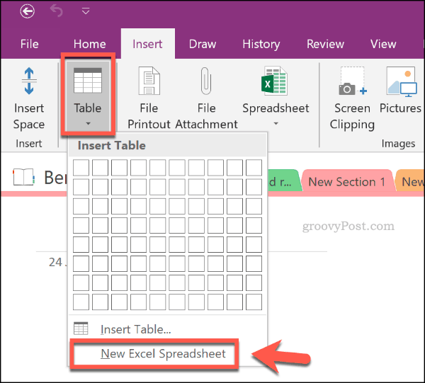 Voeg een nieuwe Excel-spreadsheet in OneNote in