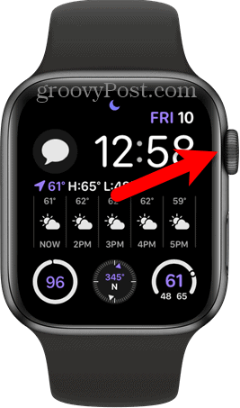 Druk op de digitale kroon op Apple Watch