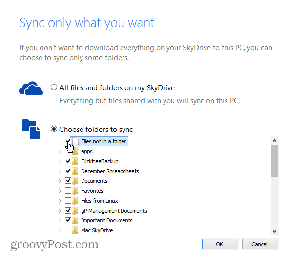 Hoe specifieke mappen van SkyDrive naar uw computer te synchroniseren