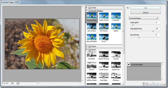 GroovyPost leert Photoshop: de basis van filters, waaronder uitvloeien