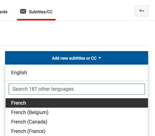 Selecteer de taal van je YouTube-ondertitelingsbestand.