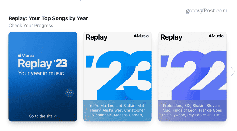 Apple Music replay-sectie