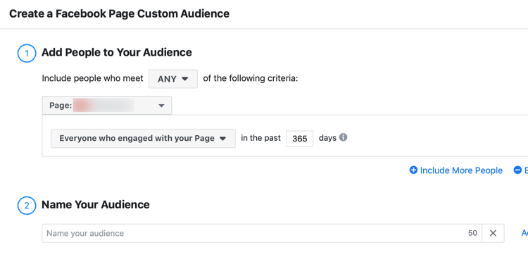Maak een Facebook-pagina Custom Audience-dialoogvenster