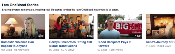 oneblood Facebook-video's
