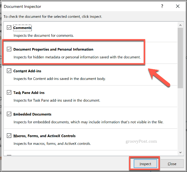 Document Inspector-venster in PowerPoint