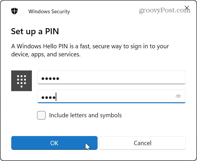 Pincode om u aan te melden bij Windows 11