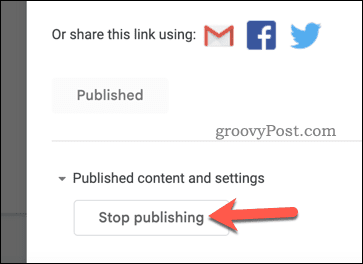 Stop met het publiceren van een Google Presentaties-presentatie