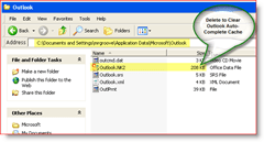 Cache voor automatisch voltooien in Outlook wissen - Windows XP