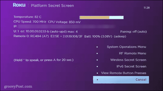 roku platformmenu