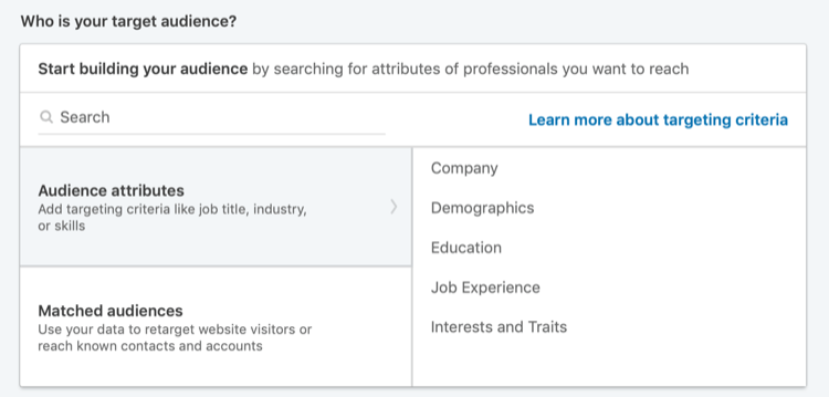 Wie is uw doelgroep in LinkedIn Campaign Manager