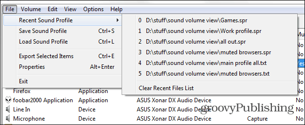 SoundVolumeView hoofdbelastingsprofiel