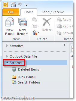 hoe toegang te krijgen tot gearchiveerde e-mails vanuit Outlook 2010