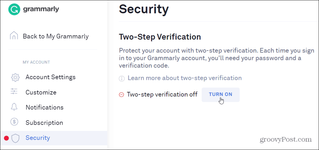 Hoe authenticatie met twee factoren op grammatica in te schakelen