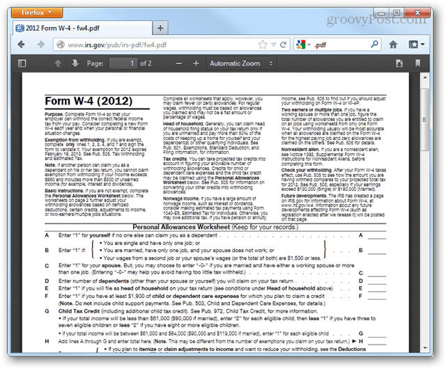 Schakel de ingebouwde PDF-viewer in Firefox 15 in