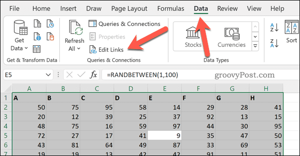Koppelingen bewerken in Excel