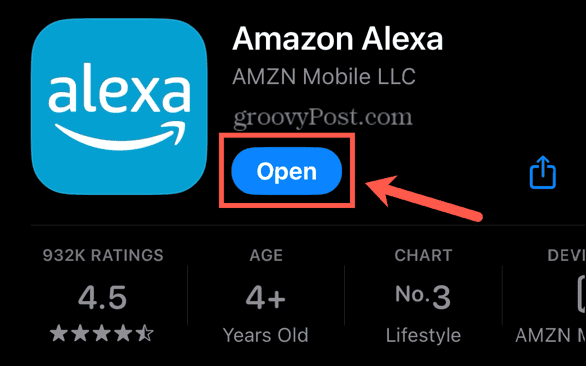 Alexa-app openen knop