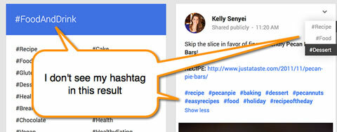 google + hashtag zoeken